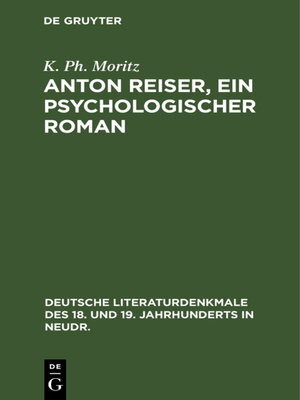 cover image of Anton Reiser, ein psychologischer Roman